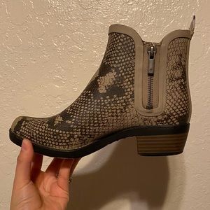 Lucky Brand snakeskin rain boots